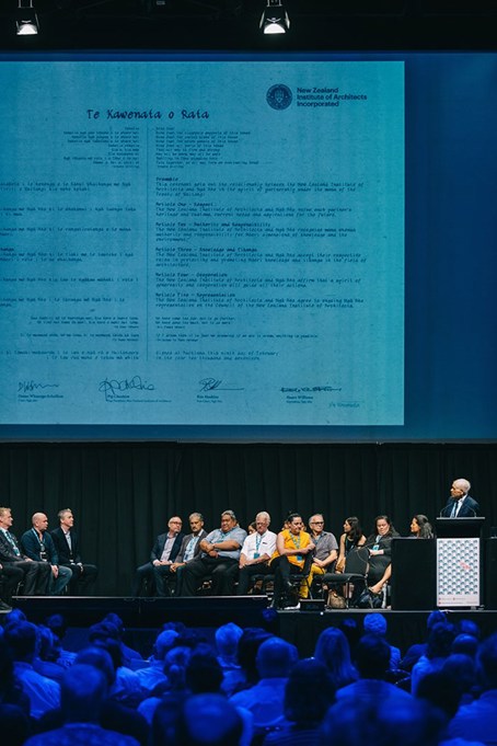 Acknowledgement of Te Kawenata, an agreement between Ngā Aho, the Society of Māori Designers and the NZIA.