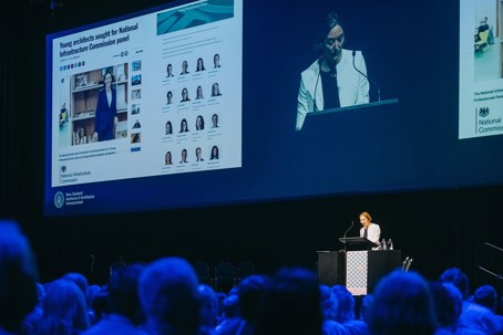 Sadie Morgan, from dRMM, presents her lecture.