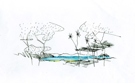 Moturua Island House, early sketch
