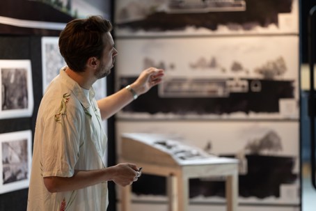 Wesley Twiss presenting Daylight, Death, and Ritual Prometheus. Photo by David St George