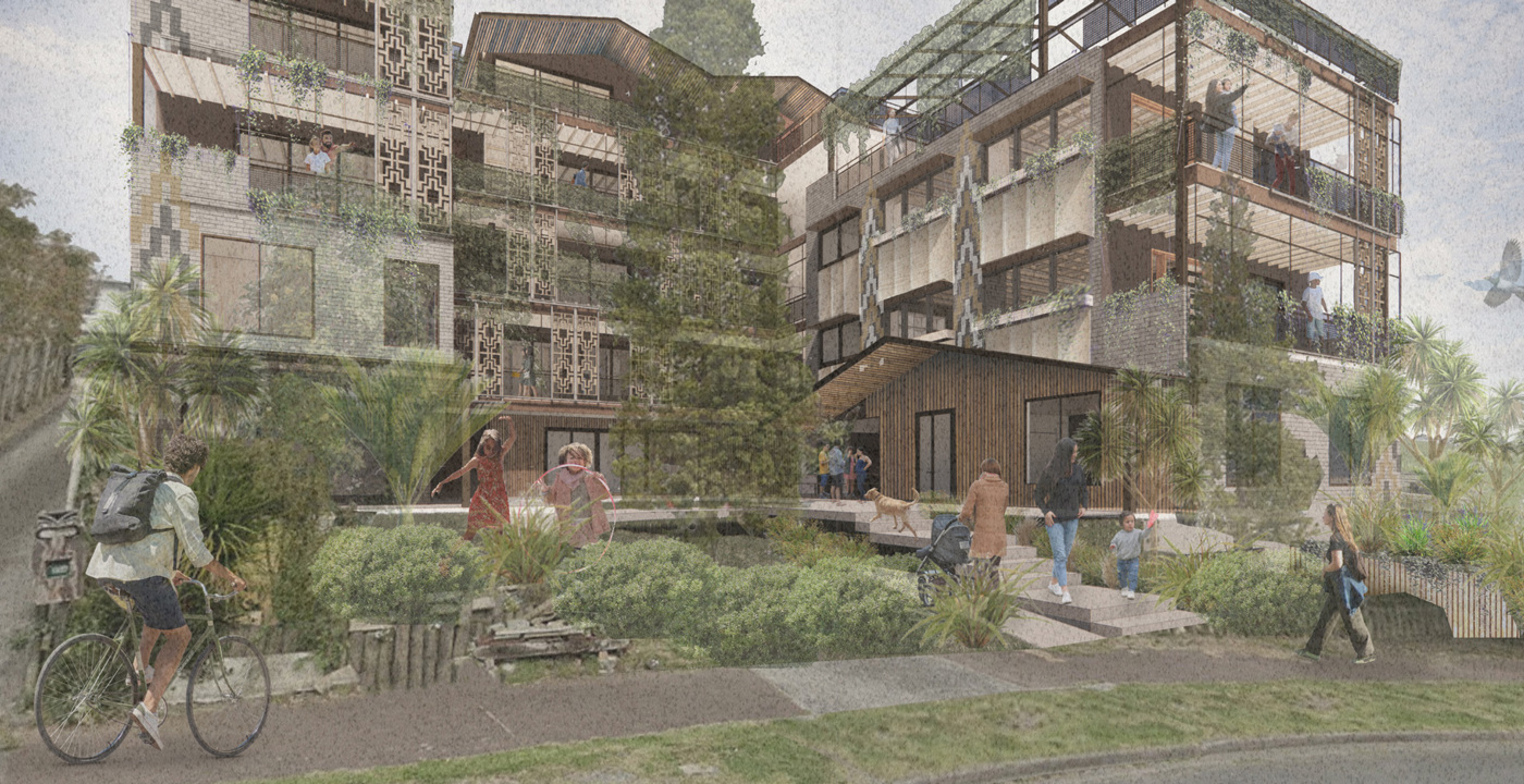 Aut Road Perspective Hawke Whare Banner