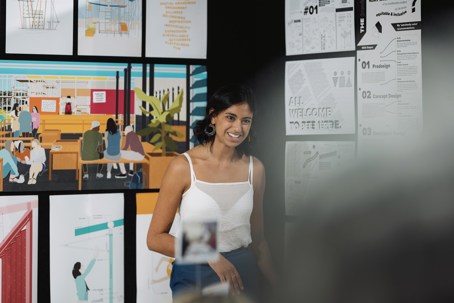 Ekta Nathu presenting Saved by the Bell: A Feminist Approach to High School Architecture.